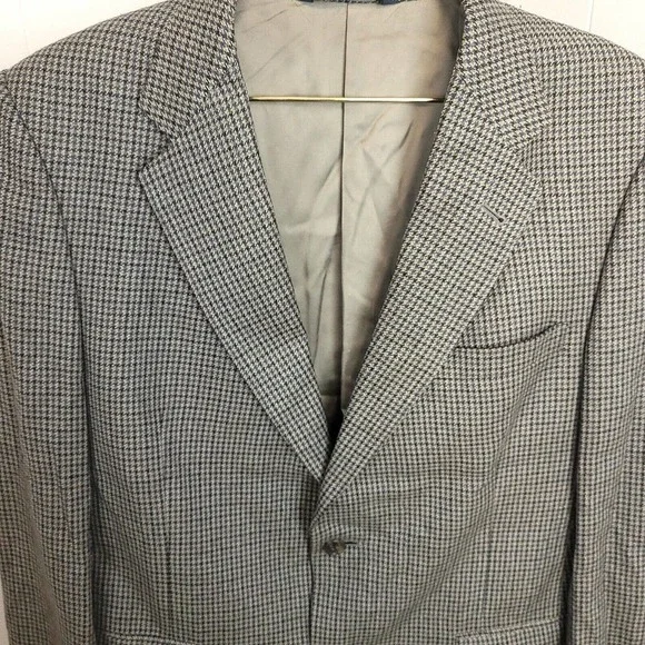 BURBERRY Men’s Houndstooth Sport Coat Blazer Jacket Sz 42 R neutral beige brown - Picture 2 of 7